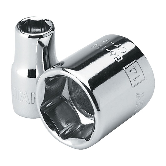 STANLEY 4-86-101 shiny chrome socket set, product photography on white background.