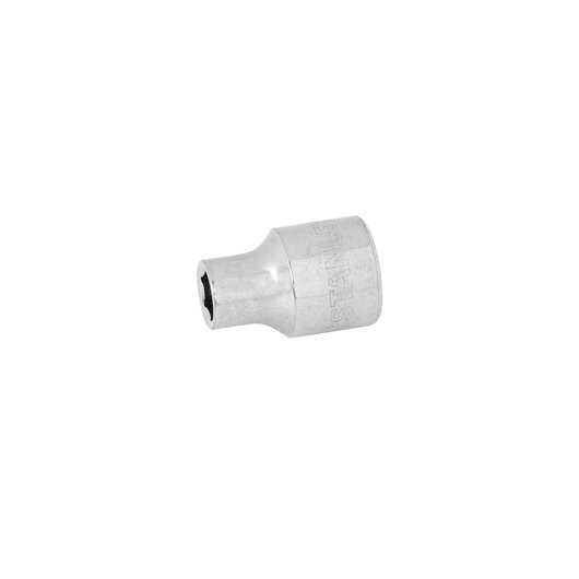 STANLEY 4-86-302 chrome socket, side angle, compact cylindrical hand tool accessory on white background.