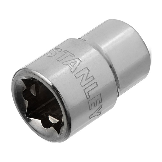 STANLEY 4-86-305 chrome socket, photography of single socket, angled view on white background.