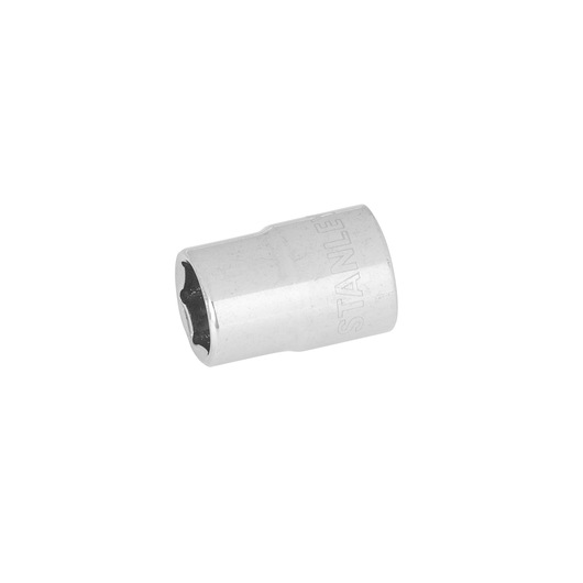 STANLEY 4-86-306 chrome finish socket, angled side view, isolated on white background, hand tool accessory.