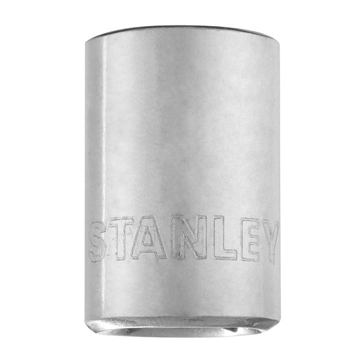 STANLEY 4-86-307 chrome socket, cylindrical tool accessory, front view on white background.
