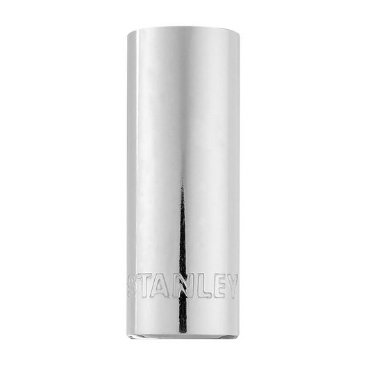 STANLEY 4-86-324 chrome socket, cylindrical tool, front view on white background.