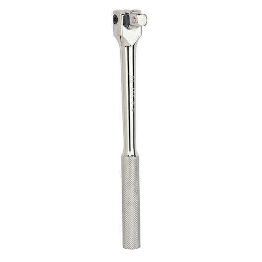 STANLEY 4-86-405 chrome breaker bar tool with knurled handle, photographed from front on white background.
