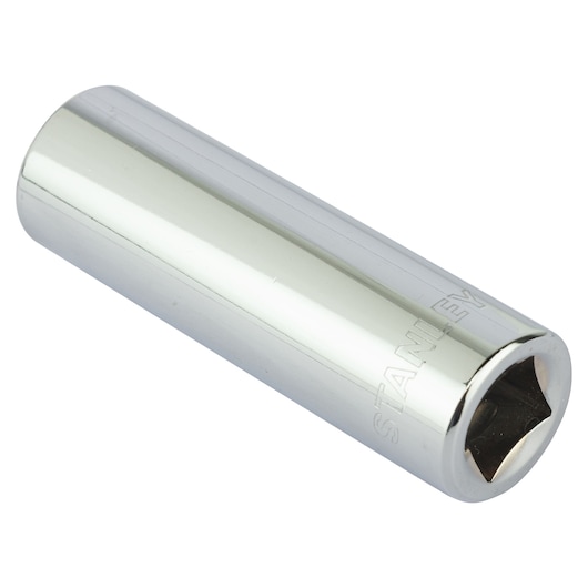 Stanley 4-86-425 chrome socket, photography of cylindrical tool on white background