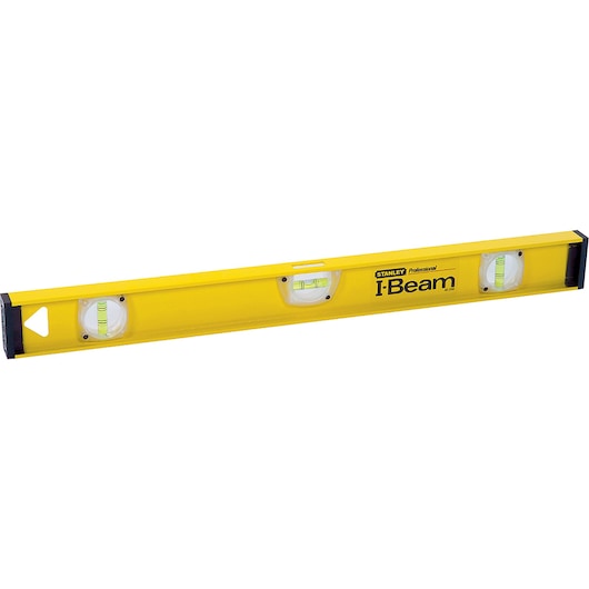 STANLEY 42-240 yellow I-Beam level tool, photographed from front on white background.