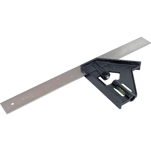 STANLEY 46-012 photography of combination square with metal ruler, angled view on white background.
