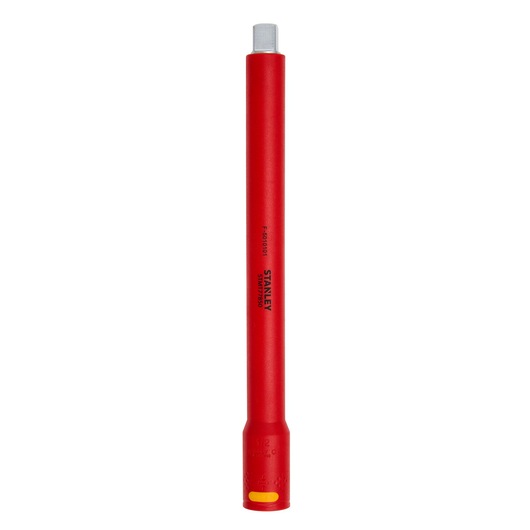 Photo of STANLEY STMT77850-LA red insulated socket extension, tool category, front angle on white background.